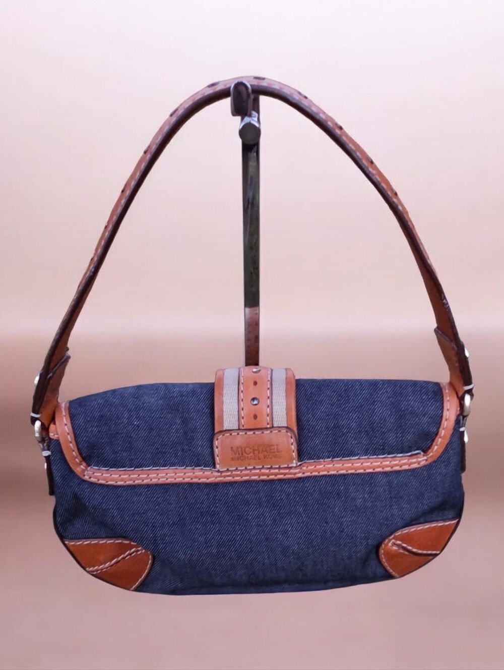Michael Kors Blue Denim and Tan Leather Shoulder Bag- EUC